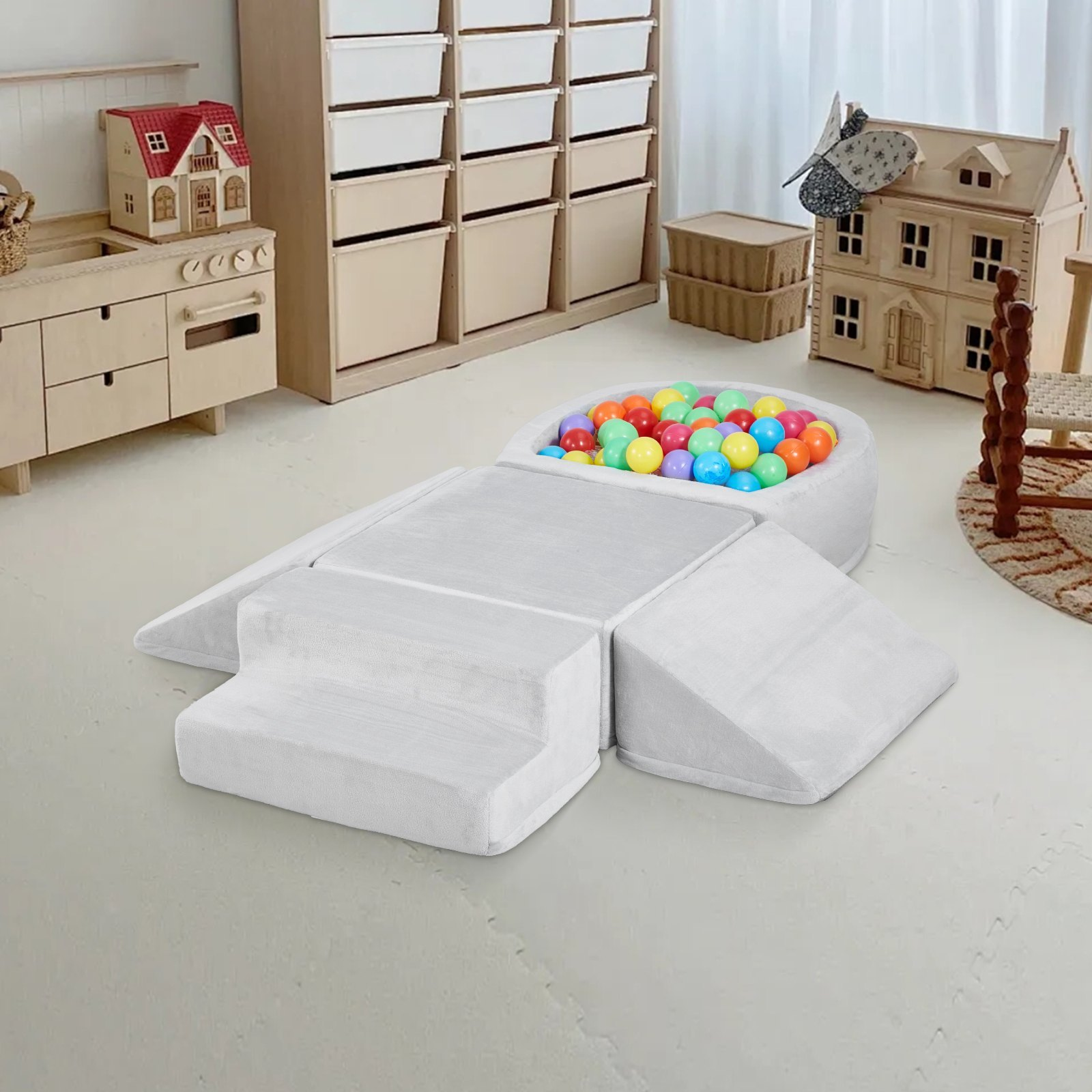 Climbing Toys 5 Piece Foam Climbing Blocks Set With Ball Pit For Toddlers