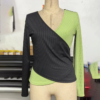 Women's Elegant V-Neck Cross Front Sweater, Color Block Knit Top For Spring And Fall Layering