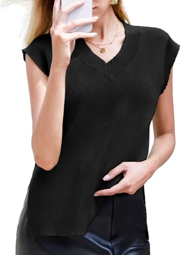 Solid V-neck Vest Sweater