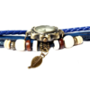 Beautiful Bohemian Style Retro Handmade Leather Tree Leaf Women's Watches Blue