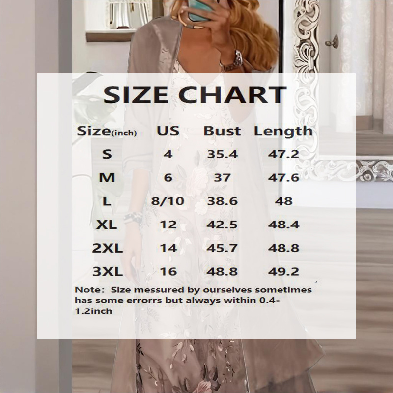 Women's V-Neck Floral Print Slip Dress & Long Sleeve Cover-Up Set - Boho Chic Summer Outfit