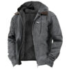 Winter Hooded Coat With Pockets Fashion Warm Fleece Zip-up Jacket Casual Outwear Men's Clothing
