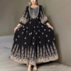 Women's Bohemian Embroidered Maxi Dress Elegant 3 4 Sleeve Swing Dress