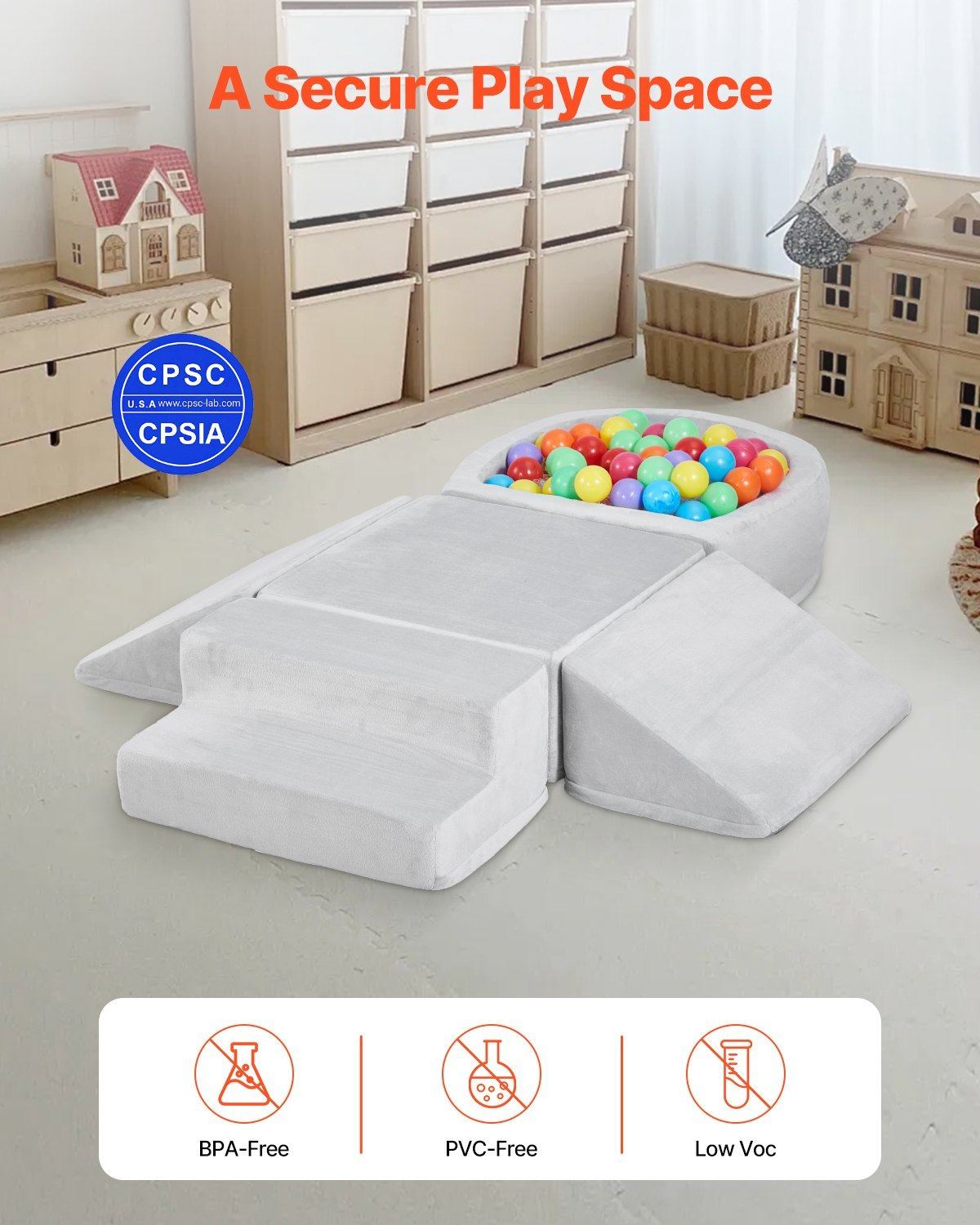 Climbing Toys 5 Piece Foam Climbing Blocks Set With Ball Pit For Toddlers