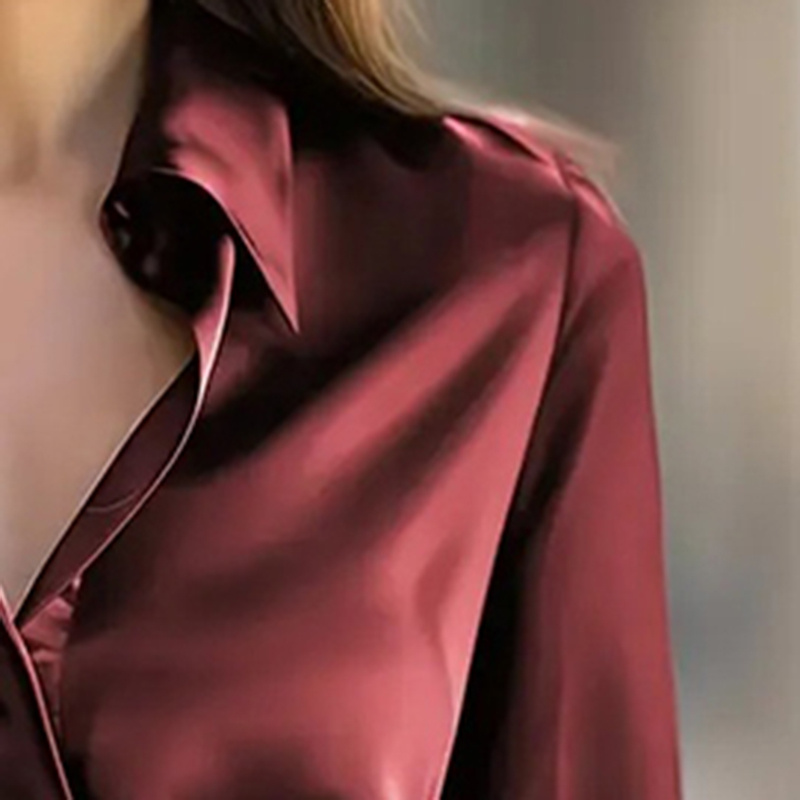 Elegant Women's Solid Color Lapel Shirt Long Sleeve Button-Down Blouse For Office And Formal Wear