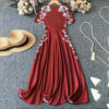 Women's Elegant Short Sleeve Maxi Dresses Casual Empire Waist Long Dress