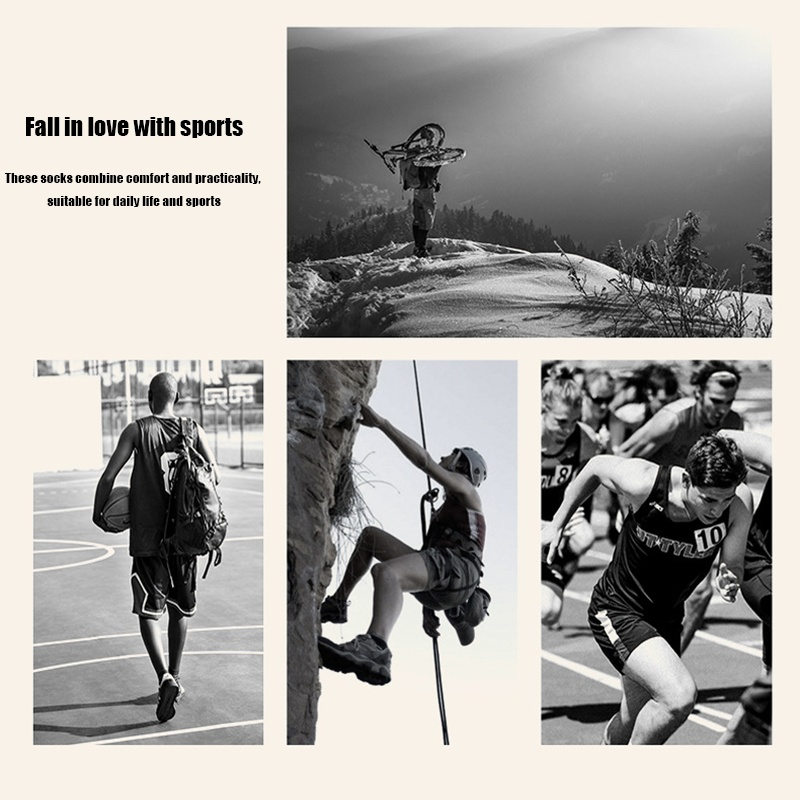 6 Pairs Men Compression Running Socks Quarter Crew Athletic Cushioned Breathable Anti Blister Sweat Odor For Running Hiking Cycling Fitness