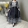 Women's Ethnic Style Floral Embroidered Dress, Elegant 3 4 Sleeve Swing Dress
