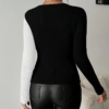Women's Elegant V-Neck Cross Front Sweater, Color Block Knit Top For Spring And Fall Layering