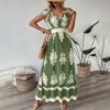 Women's Summer Flowy Maxi Dress Casual Cap Sleeve V Neck Smocked Waist Beach Sundress