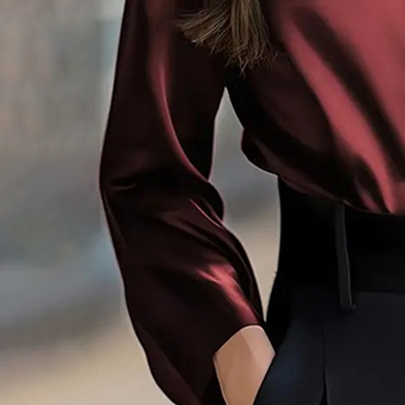 Elegant Women's Solid Color Lapel Shirt Long Sleeve Button-Down Blouse For Office And Formal Wear