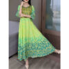Women's Vibrant Bohemian Embroidered Maxi Dress Retro Ethnic A-Line Swing Dress With Belt
