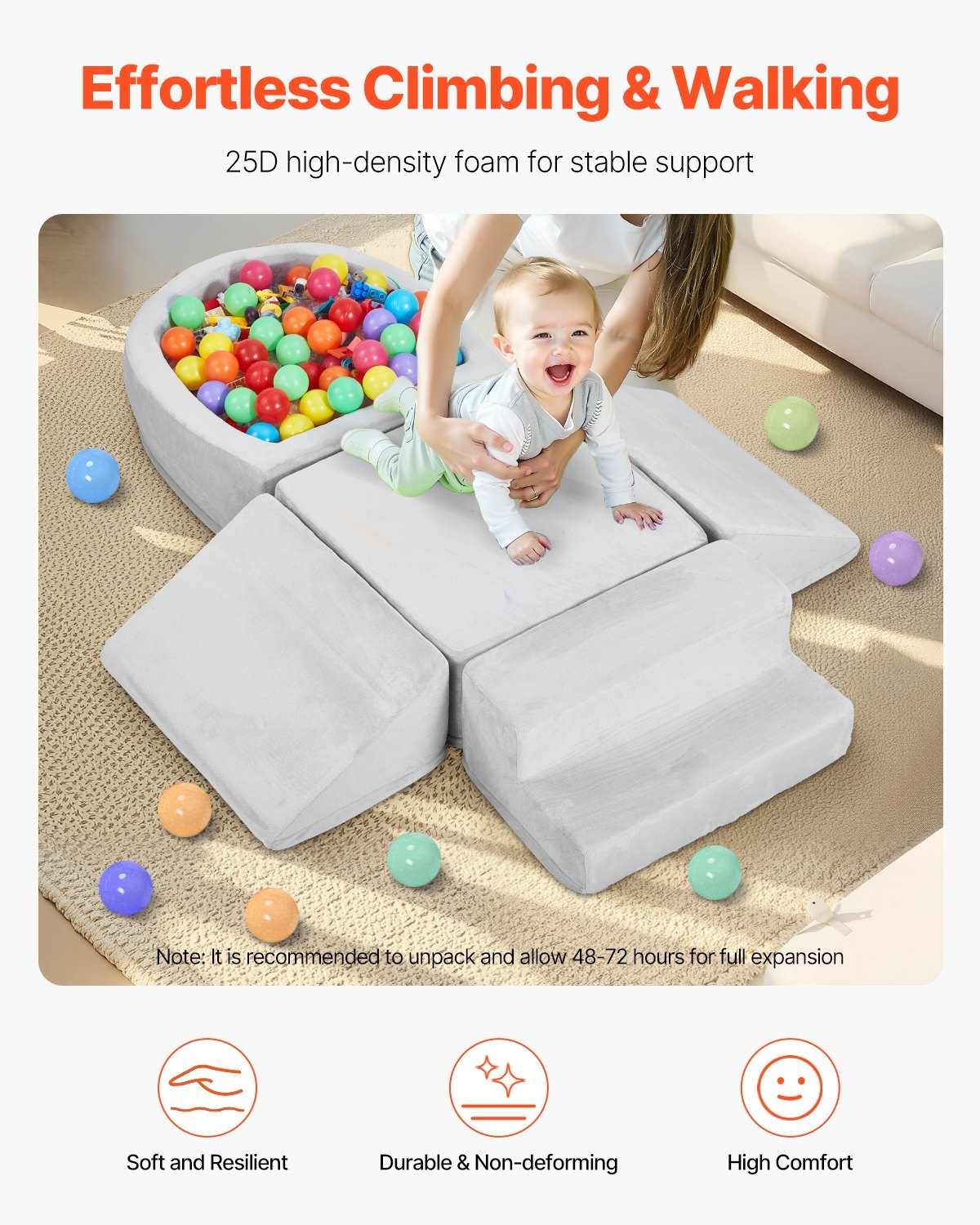 Climbing Toys 5 Piece Foam Climbing Blocks Set With Ball Pit For Toddlers