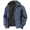 Winter Hooded Coat With Pockets Fashion Warm Fleece Zip-up Jacket Casual Outwear Men's Clothing