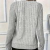 Women's Elegant Half-Zip Knit Sweater Round Neck Long Sleeve Pullover For Solid Color Casual Wear