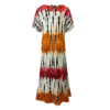 Women's Summer Tie Dye Maxi Dress Short Sleeve V Neck Casual Loose Long Split Dresses