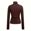 Women's Solid Color Ribbed Turtleneck Top, Half-Zip Long Sleeve Knit Shirt For Autumn