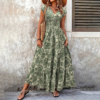 Women's Sexy V-Neck Short Sleeve Maxi Dress Summer Prints And Flowy Big Hem Beach Dresses
