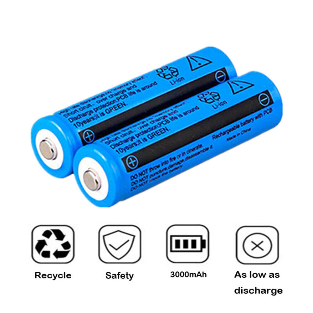 Li-ion Battery&Charger 3000mAh 3.7V Rechargeable Batteries USB Charger For Torch Flashlight