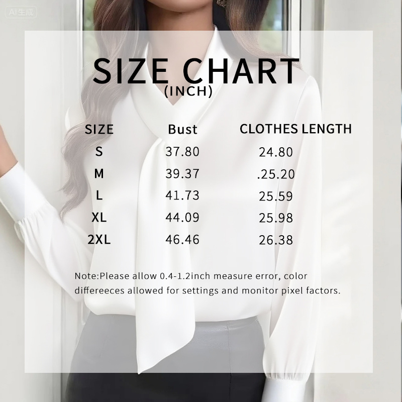 Women's Ribbon Detail Blouse, Lightweight Business Casual Shirt, Elegant Long Sleeve Office Work Top