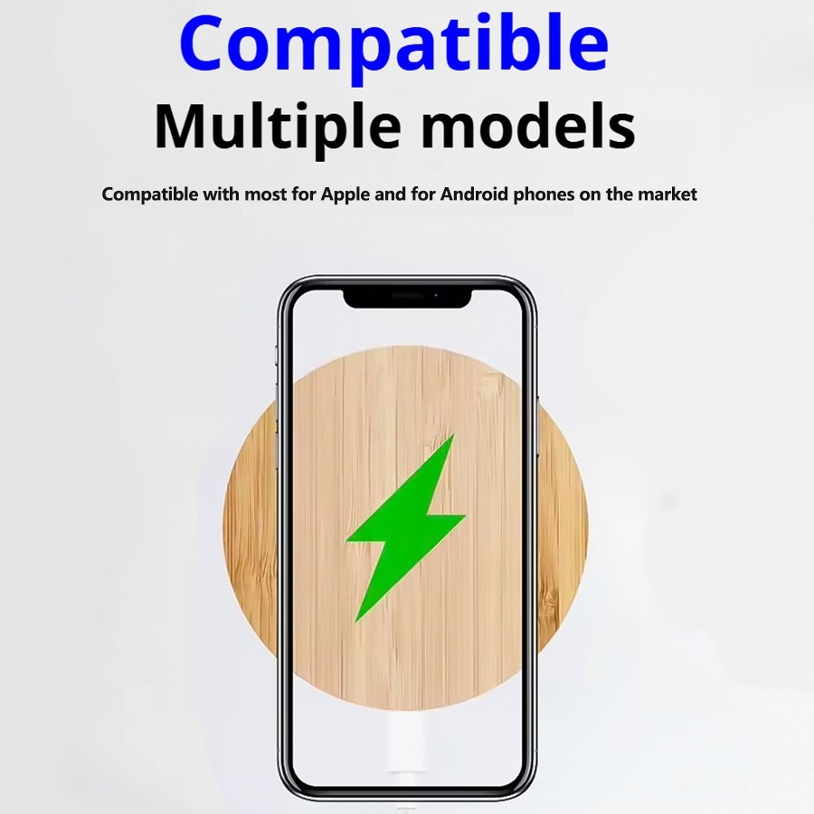 Bamboo Vertical Wireless Charging, Home, Office, Travel Universal, Dual-coil Design, Horizontal And Vertical Screen Can Be Charged, Compatible With All Kinds Of Wireless Charging Equipment