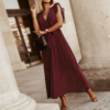 Women's Summer Maxi Dresses Elegant V Neck Ruffled Sleeves Empire Waist Pleated Flowy Wedding Guest Dress