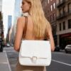 Plain Cross Body Bag-White 2048