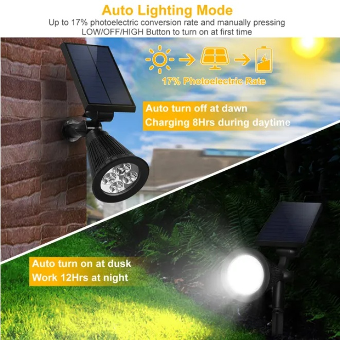 2 Outdoor Waterproof Solar Spotlights