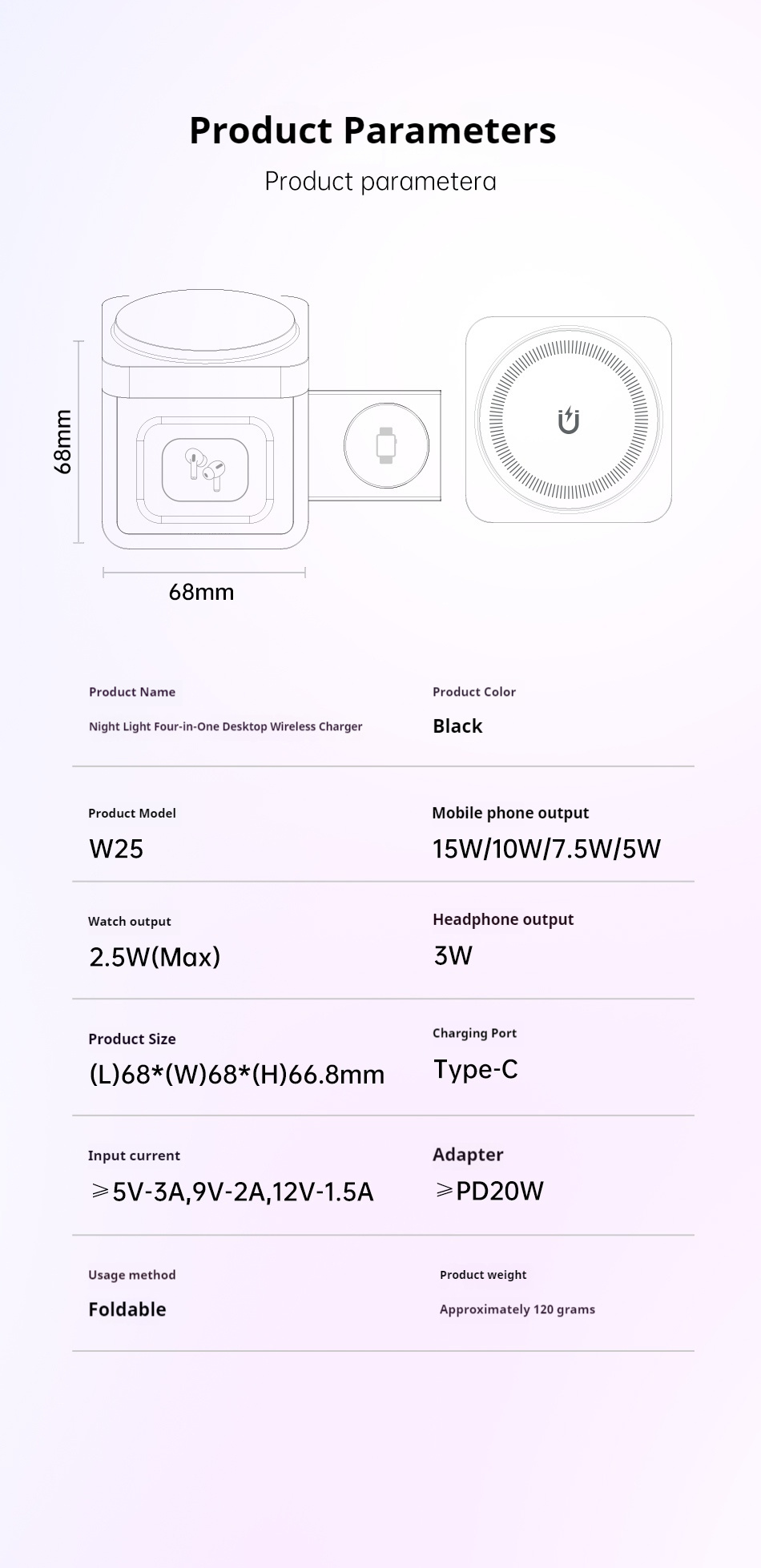 AWEI 3-in-1 Multi-function Wireless Charger