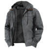 Winter Hooded Coat With Pockets Fashion Warm Fleece Zip-up Jacket Casual Outwear Men's Clothing