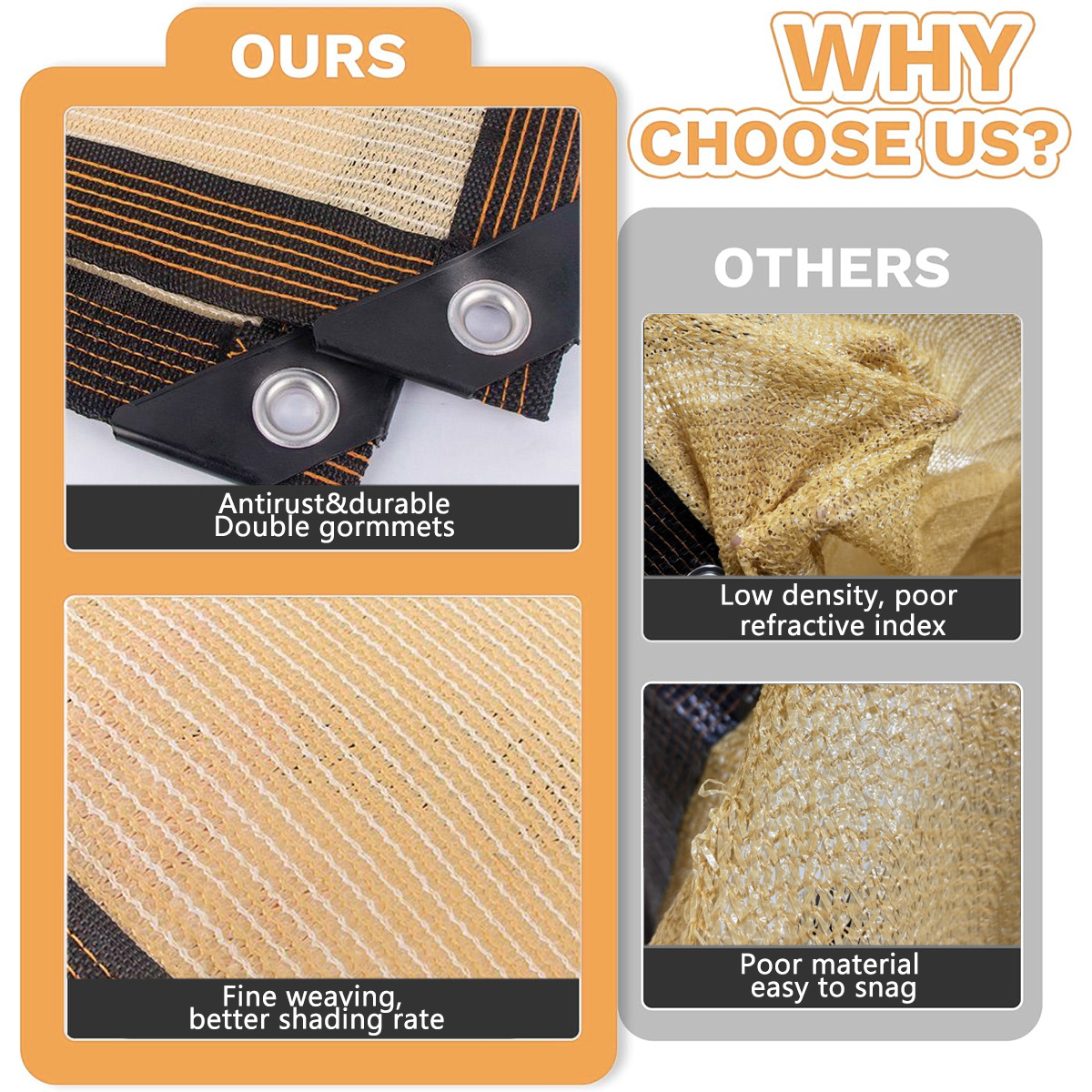 Outdoor - Sunshade Net 3X4 Meters  4 Hooks