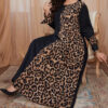 Womens Leopard Print Maxi Dresses Color Block Long Sleeve Dress Casual Summer Dresses