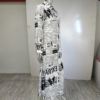 Women's Long Sleeve Newspaper Print Shirt Dress Button Down Casual Long Dress