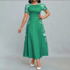 Women's Elegant Short Sleeve Maxi Dresses Casual Empire Waist Long Dress