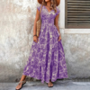 Women's Sexy V-Neck Short Sleeve Maxi Dress Summer Prints And Flowy Big Hem Beach Dresses
