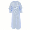 Womens Striped Long Sleeve Dress Casual Loose Button Down Maxi Shirt Dress