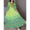 Women's Vibrant Bohemian Embroidered Maxi Dress Retro Ethnic A-Line Swing Dress With Belt