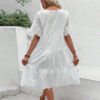 Women's Round Neck Embroidered Lace Short Sleeve A-Line Elegant Summer Vacation Dress