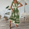 Women's Summer Flowy Maxi Dress Casual Cap Sleeve V Neck Smocked Waist Beach Sundress