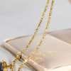18K Gold Necklace Bungee Laser Bead Chain