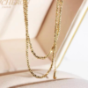 18K Gold Necklace Bungee Laser Bead Chain