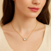 Colorful Zircon Birthstone Necklace – Oval Pendant, Gold Stainless Steel Chain