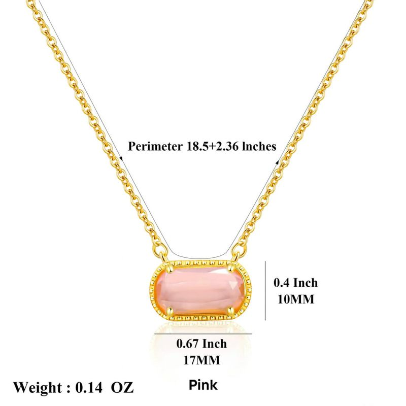 Colorful Zircon Birthstone Necklace – Oval Pendant, Gold Stainless Steel Chain