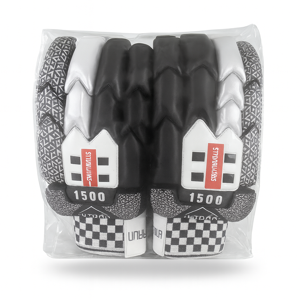 Professional Hard-Ball Cricket Batting Gloves – PU Outer + Leather Palm, High-Density Foam Protection, Adult Size (Left/Right Hand)