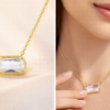 Colorful Zircon Birthstone Necklace – Oval Pendant, Gold Stainless Steel Chain