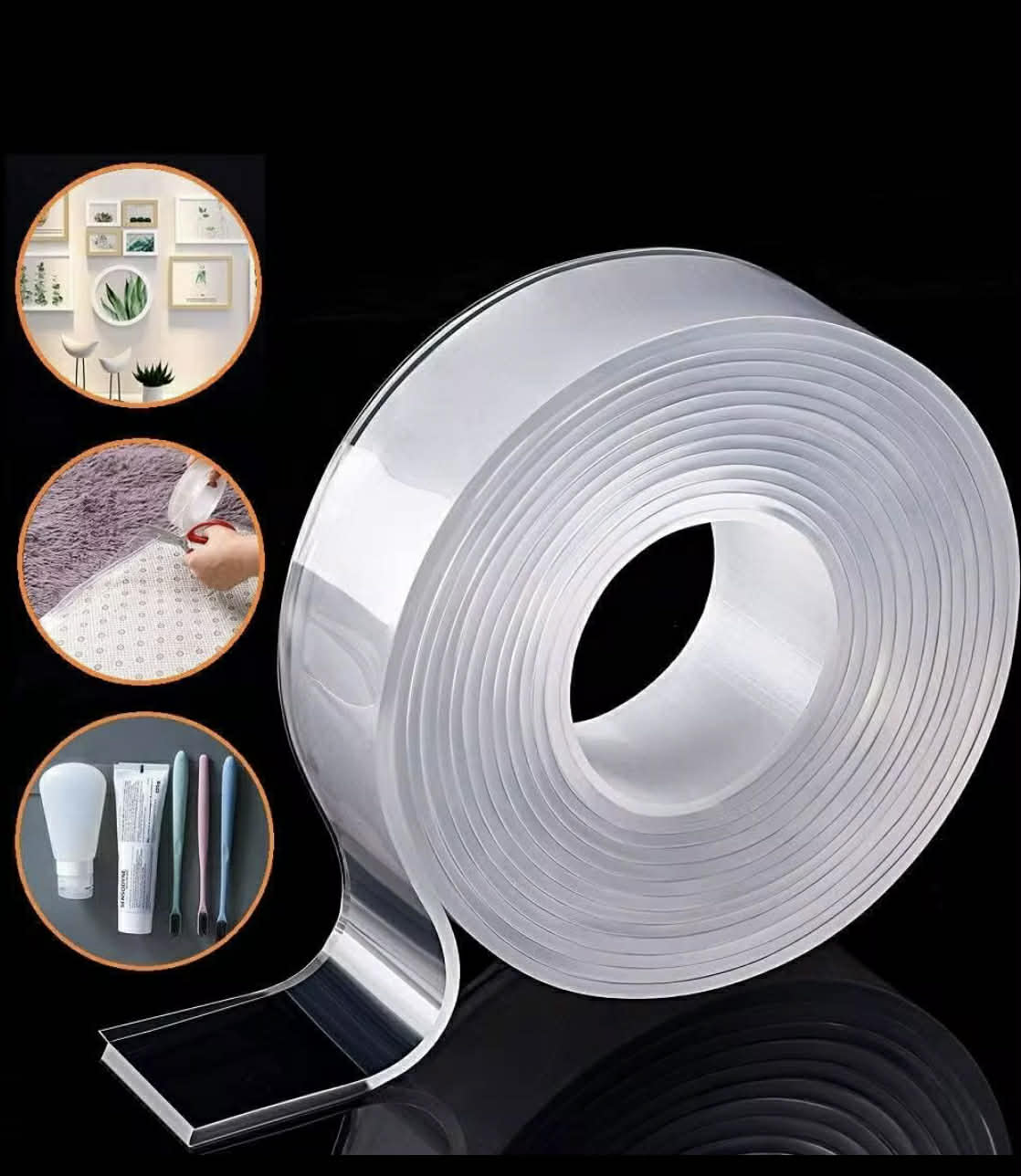 AN-Prime Pack-of 03-Double Sided Nano Tape Heavy Duty – Clear Mounting Adhesive Tape 9.85 Ft