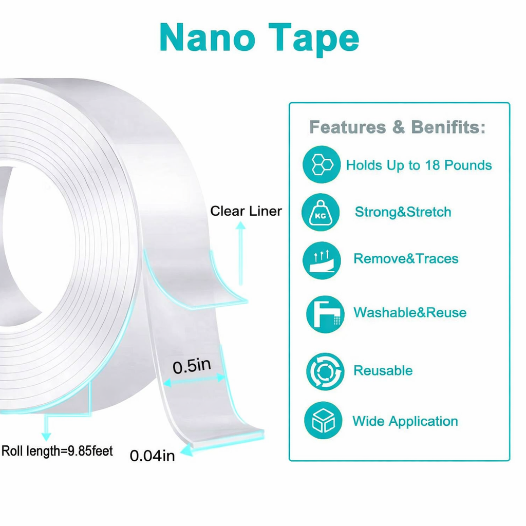 AN-Prime Pack-of 03-Double Sided Nano Tape Heavy Duty – Clear Mounting Adhesive Tape 9.85 Ft