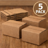 5 Pack Heavy Duty Corrugated Cardboard Shipping Boxes 6x4x4 Inch – Moisture-Resistant, Easy Fold Mailer Boxes, No Tape Required, Strong Moving & Storage Boxes
