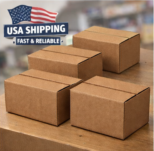 5 Pack Heavy Duty Corrugated Cardboard Shipping Boxes 6x4x4 Inch – Moisture-Resistant, Easy Fold Mailer Boxes, No Tape Required, Strong Moving & Storage Boxes