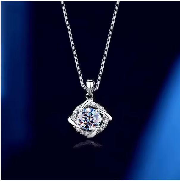 CAOSHI Sparkling Round CZ Pendant Necklace for Women, Rhodium-Plated Elegant Jewelry Gift for Wedding & Party
